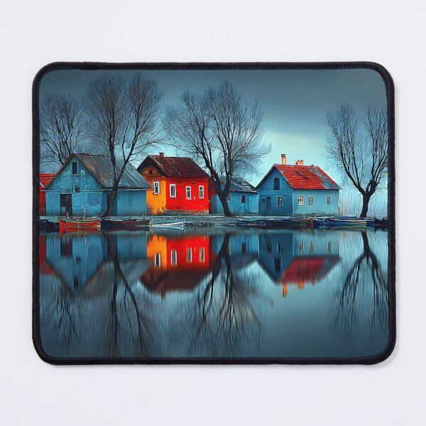 Item preview, Serene Lakeside Village at Dusk with Reflections designed and sold by Artessie.
