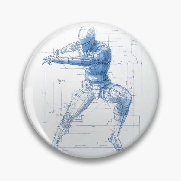Item preview, Ninja Warrior Blueprint Cyberpunk Futuristic Schematic Design v2 designed and sold by daila70.