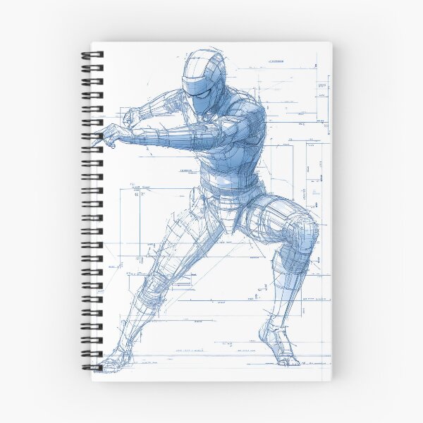 Item preview, Ninja Warrior Blueprint Cyberpunk Futuristic Schematic Design v2 designed and sold by daila70.
