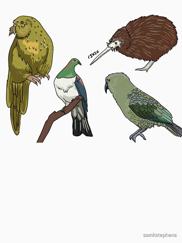 Bird Shirts NZ, 18 Native NZ Birds by Lesh Creates