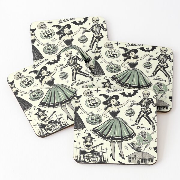 Item preview, Vintage Halloween Witches Skeletons Retro Spooky Party designed and sold by BriSher.