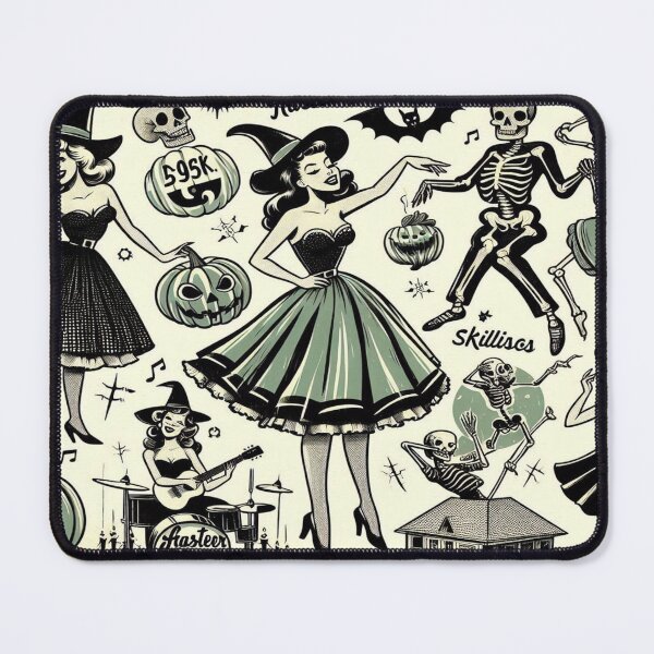 Item preview, Vintage Halloween Witches Skeletons Retro Spooky Party designed and sold by BriSher.