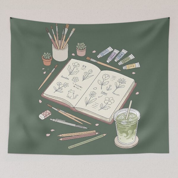 Item preview, Art Student Creative Sketchbook Lo-Fi Japanese Line Art designed and sold by DripCultureLab.