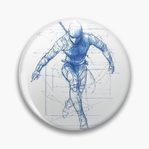Item preview, Ninja Warrior Blueprint Cyberpunk Futuristic Schematic Design v3 designed and sold by daila70.