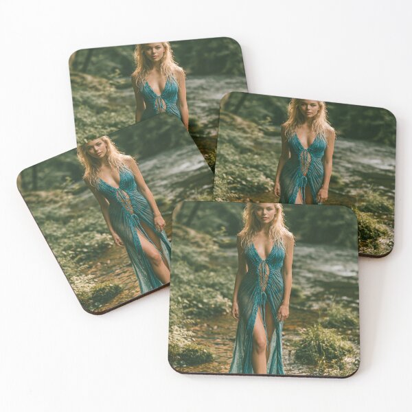 Item preview, River Nymph in Wet Teal Dress | Mythic Pin-Up for Man Cave & She Shed designed and sold by Synth Seduction.
