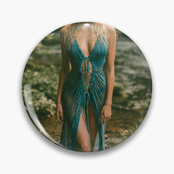 Artikelvorschau, Flussnymphe im nassen, türkisfarbenen Kleid | Mythisches Pin-up-Girl für Männerhöhle und Frauenrefugium entworfen und verkauft von Synth Seduction.