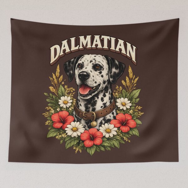 Item preview, Dalmatian Dog with Tropical Flowers – Vintage Floral Pet Portrait designed and sold by blankTeeShirt.