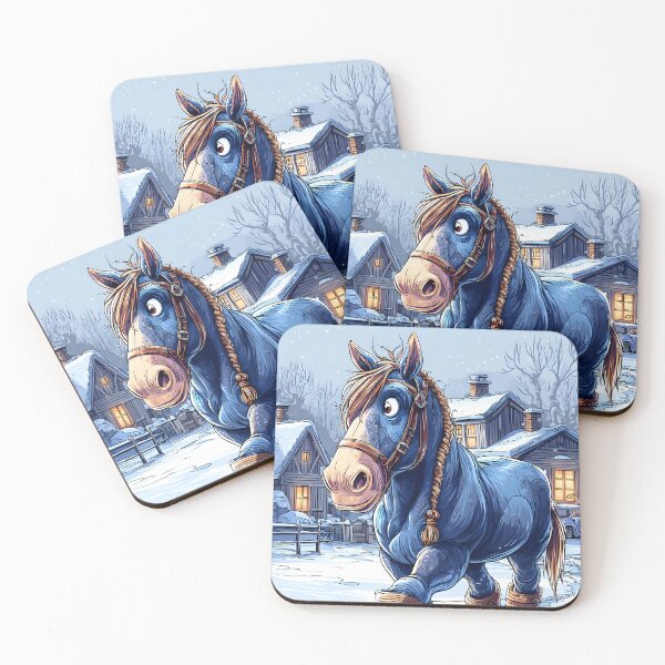 Item preview, A Blue Horse with Boots Walking in Winter Landscape designed and sold by Artessie.
