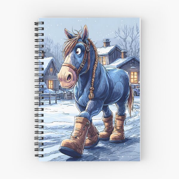 Item preview, A Blue Horse with Boots Walking in Winter Landscape designed and sold by Artessie.