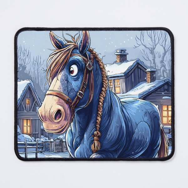 Item preview, A Blue Horse with Boots Walking in Winter Landscape designed and sold by Artessie.