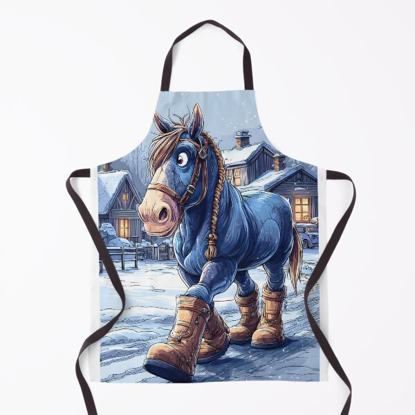 Item preview, A Blue Horse with Boots Walking in Winter Landscape designed and sold by Artessie.