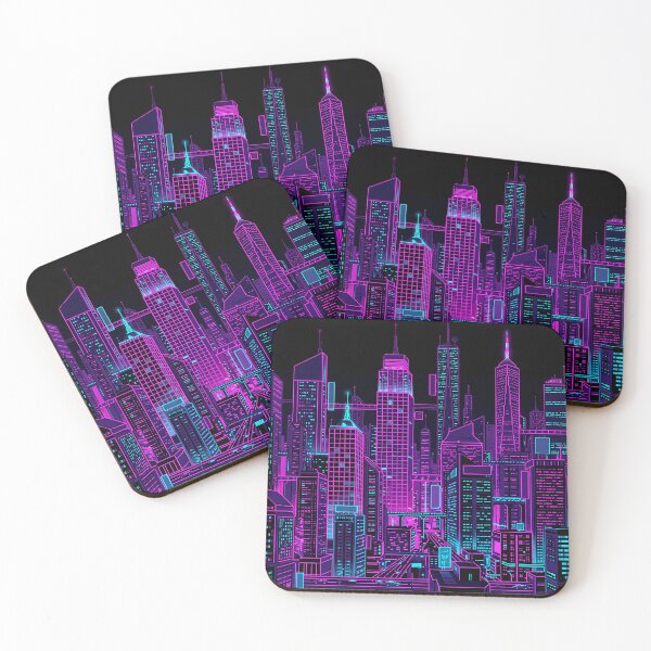 Item preview, Cyberpunk Neon Skyline - 16 Bit Pixel Art Graphic designed and sold by MissoStudio.