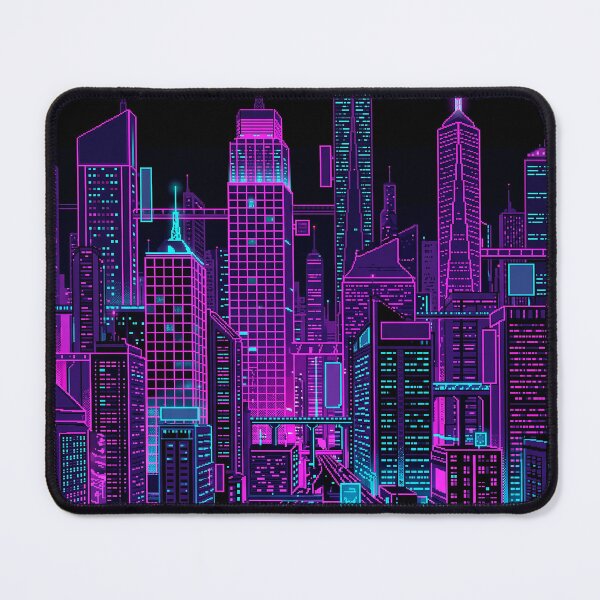 Item preview, Cyberpunk Neon Skyline - 16 Bit Pixel Art Graphic designed and sold by MissoStudio.