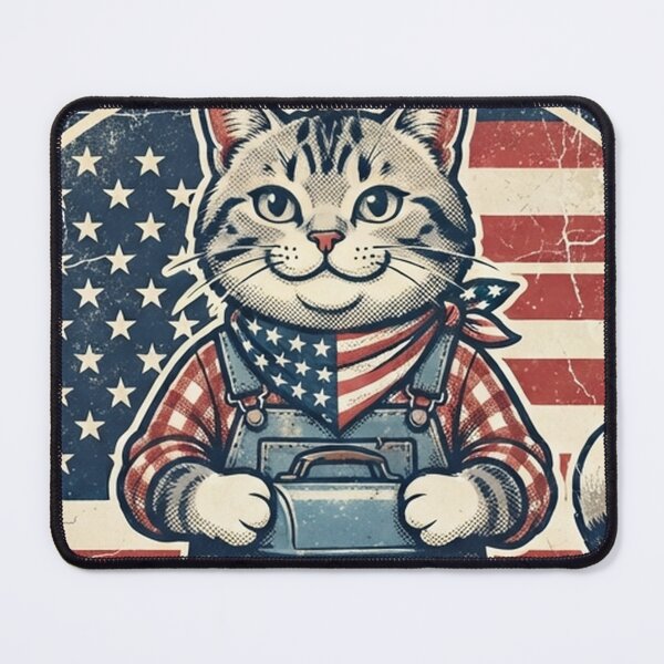 Item preview, American Shorthair Cat Labor Day Worker Patriotic Flag Overalls designed and sold by Ghostlycats2026.