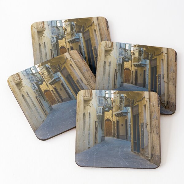 Item preview, Narrow Mediterranean Alley in Historic Old Town With Stone Buildings, Balconies and Quiet Atmosphere designed and sold by Nmallia.