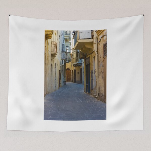 Item preview, Narrow Mediterranean Alley in Historic Old Town With Stone Buildings, Balconies and Quiet Atmosphere designed and sold by Nmallia.