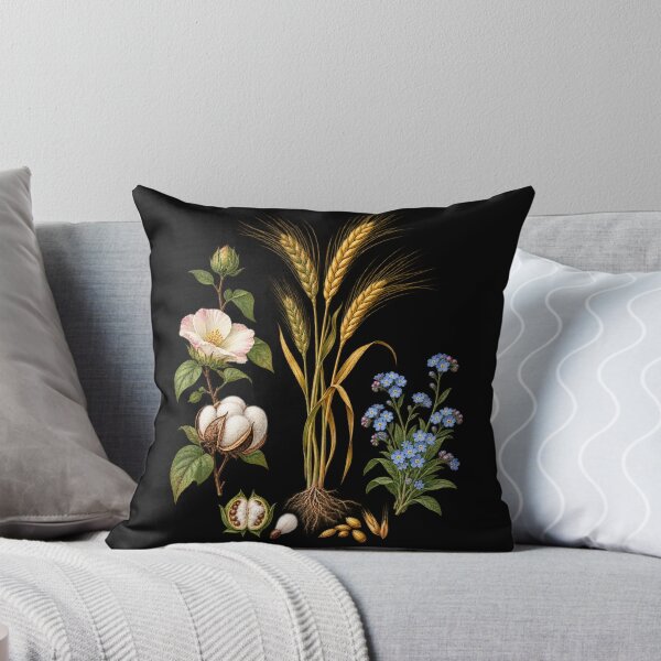 Item preview, Cotton, Barley and Forget-Me-Nots Vintage Botanical Plate designed and sold by Anyshca.