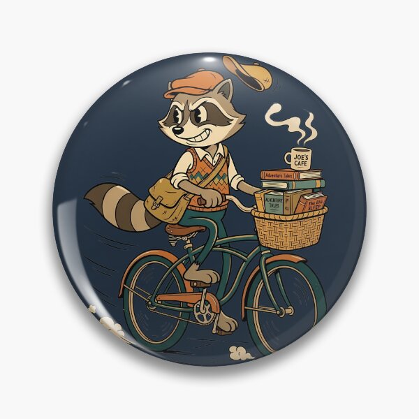 Item preview, Late For Class Commuter Raccoon Vintage Bicycle Cartoon designed and sold by DripCultureLab.