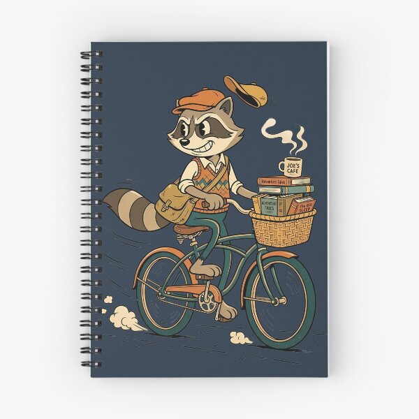 Item preview, Late For Class Commuter Raccoon Vintage Bicycle Cartoon designed and sold by DripCultureLab.
