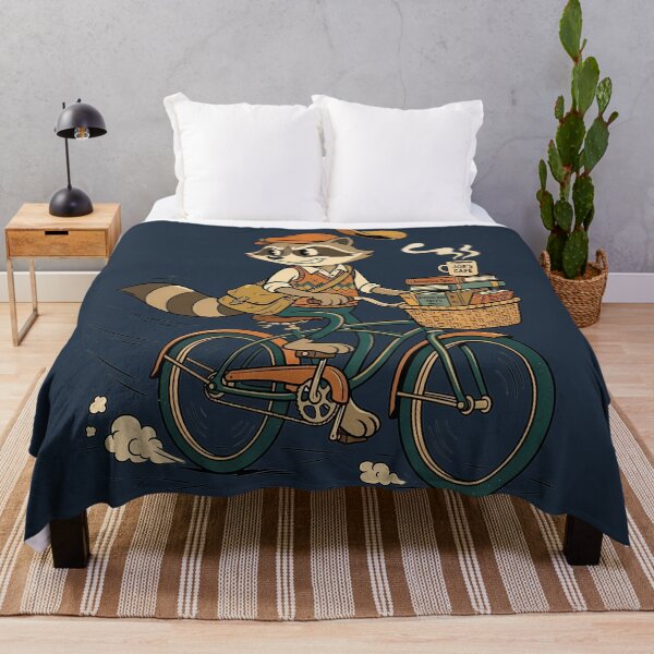 Item preview, Late For Class Commuter Raccoon Vintage Bicycle Cartoon designed and sold by DripCultureLab.