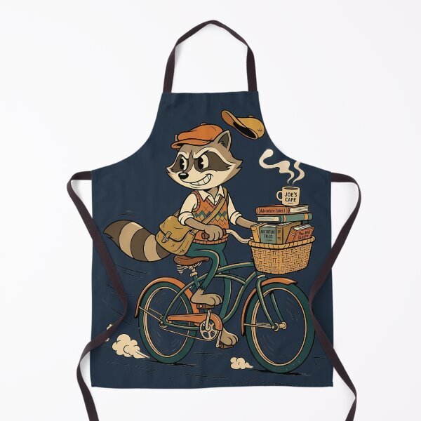 Item preview, Late For Class Commuter Raccoon Vintage Bicycle Cartoon designed and sold by DripCultureLab.