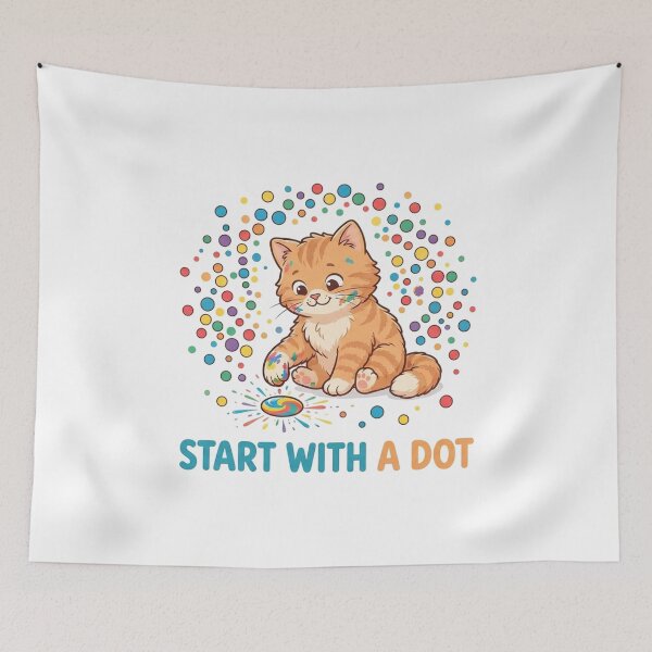 Item preview, Orange Tabby Cat Artist Start with a Dot Day Painting Colorful Cute designed and sold by Ghostlycats2026.