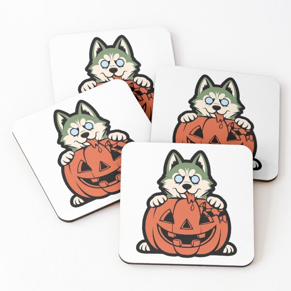 Item preview, Zombie Husky Dog Eating Halloween Pumpkin designed and sold by crul1982.