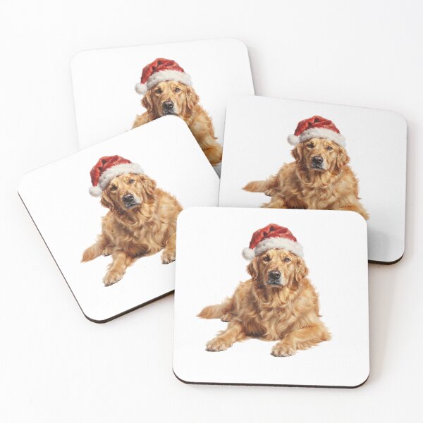 Item preview, Holiday Christmas Golden Retriever wearing Santa Hat   designed and sold by SOUFIANE1991.