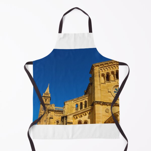 Item preview, Historic Stone Cathedral Facade With Clock Tower And Rose Window Against A Clear Blue Sky designed and sold by Nmallia.