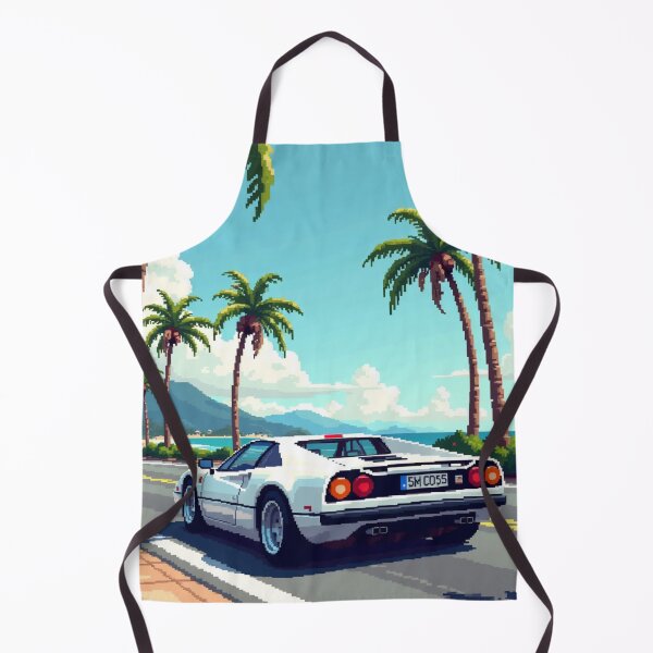 Item preview, Retro Pixel Art White Supercar Coastal Drive designed and sold by grzezzz.