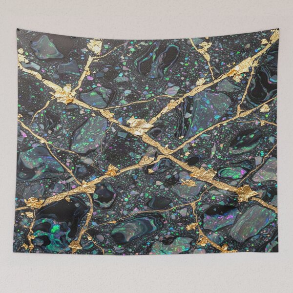 Item preview, The black opal is interwoven with a golden river landscape. designed and sold by Segasprojects.