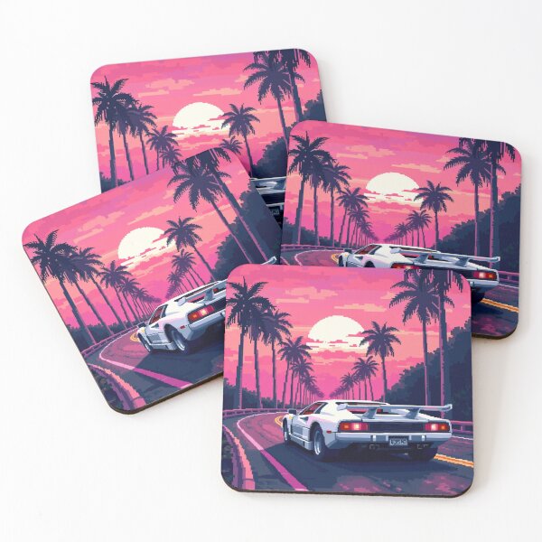Item preview, Synthwave Retro Car Sunset Beach Drive designed and sold by grzezzz.