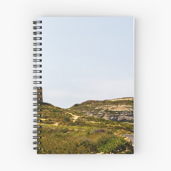 Item preview, Stone Coastal Watchtower on Rugged Mediterranean Hill Overlooking Winding Road and Sunny Landscape designed and sold by Nmallia.
