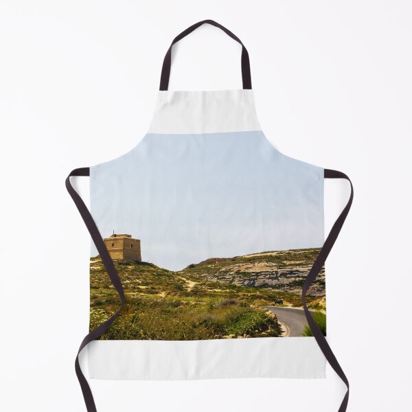 Item preview, Stone Coastal Watchtower on Rugged Mediterranean Hill Overlooking Winding Road and Sunny Landscape designed and sold by Nmallia.