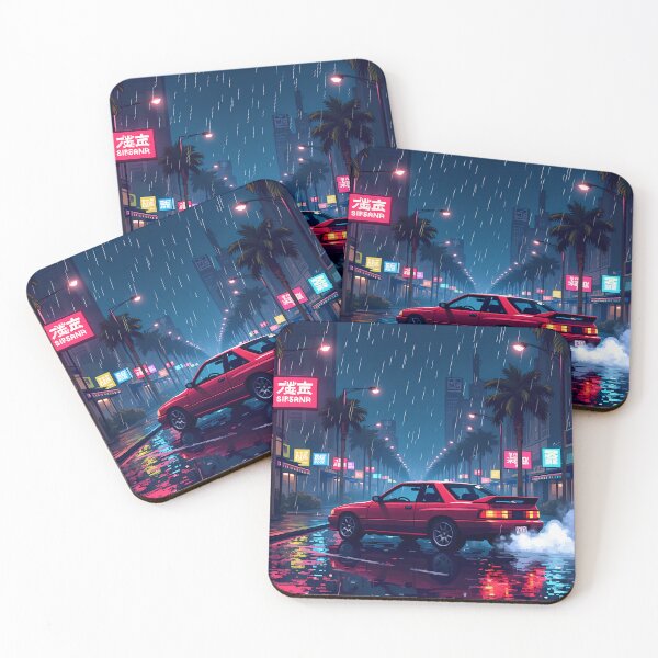 Item preview, Rainy Cyberpunk Night Retro Sports Car designed and sold by grzezzz.