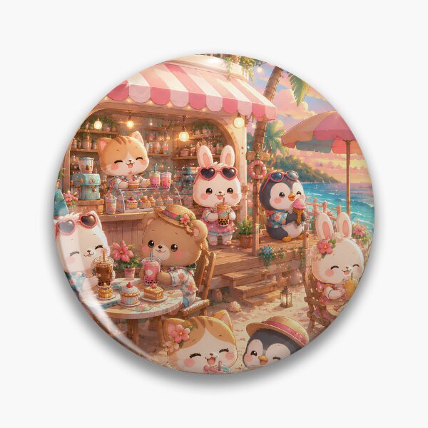 Item preview, Kawaii Tropical Beach Café – Cute Summer Animals by the Ocean designed and sold by Nexyra_Labs Art Studios.