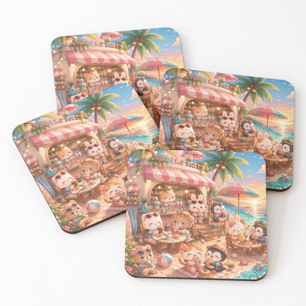 Item preview, Kawaii Tropical Beach Café – Cute Summer Animals by the Ocean designed and sold by Nexyra_Labs Art Studios.