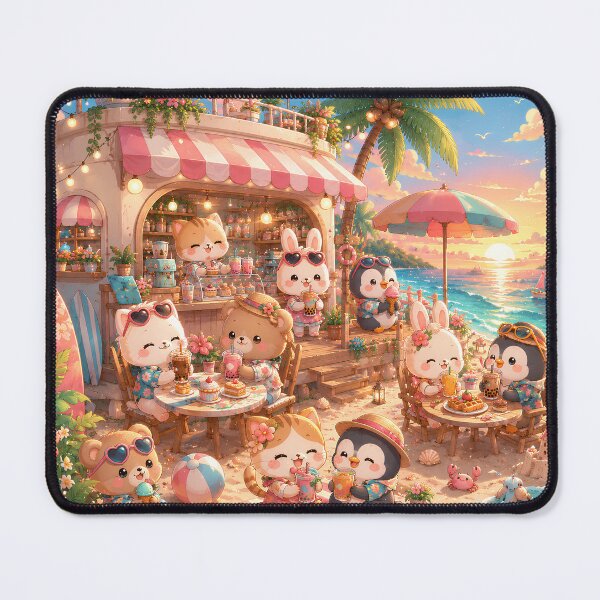 Item preview, Kawaii Tropical Beach Café – Cute Summer Animals by the Ocean designed and sold by Nexyra_Labs Art Studios.