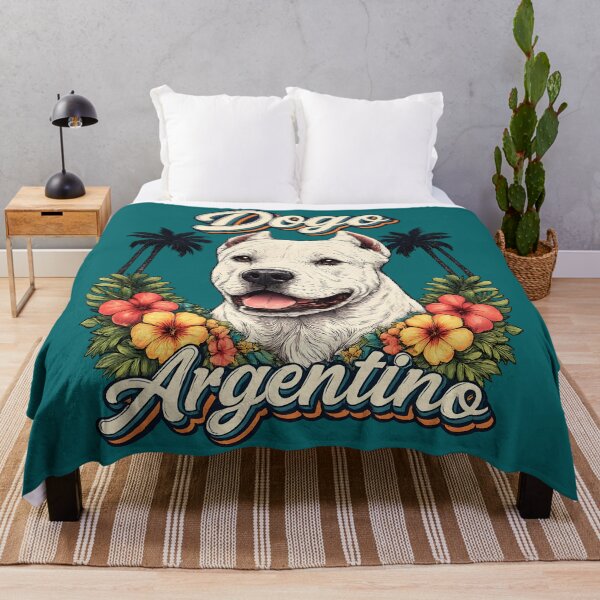 Item preview, Dogo Argentino Tropical Paradise – Retro Dog Lover Design designed and sold by blankTeeShirt.