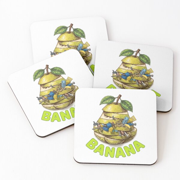 Item preview, Funny Sliced Pear Mechanical BANANA Sticker Design | Ironic Sarcastic Fruit Graphic | Steampunk Toy Block Confusion Quote T-Shirt Print | Pop Art Meme Apparel designed and sold by SergioMiklos.