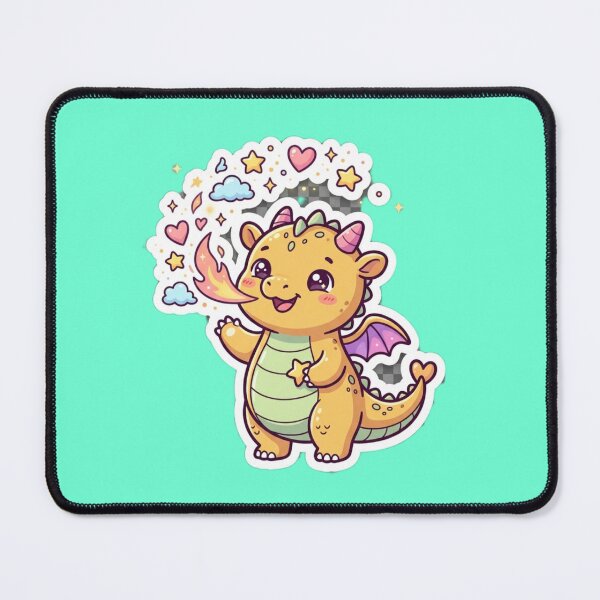 Item preview, Cute Kawaii Baby Dragon Sticker — Friendly Little Fire Dragon with Magic Sparkles Illustration designed and sold by Tinydoodlenest .