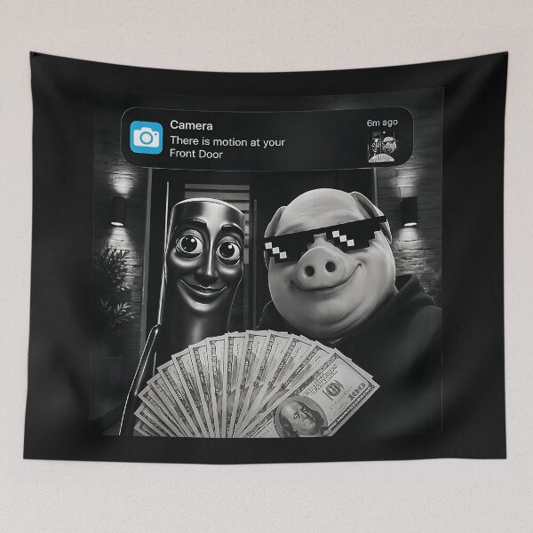 Item preview, Camera There Is Motion At Your Front Door Thug Life Pig Meme Funny Home Security designed and sold by BrockmeyeSB.