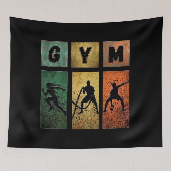 Item preview, Retro Industrial GYM: Running, Battle Ropes, Kettlebell Art designed and sold by Shopeon Designs.