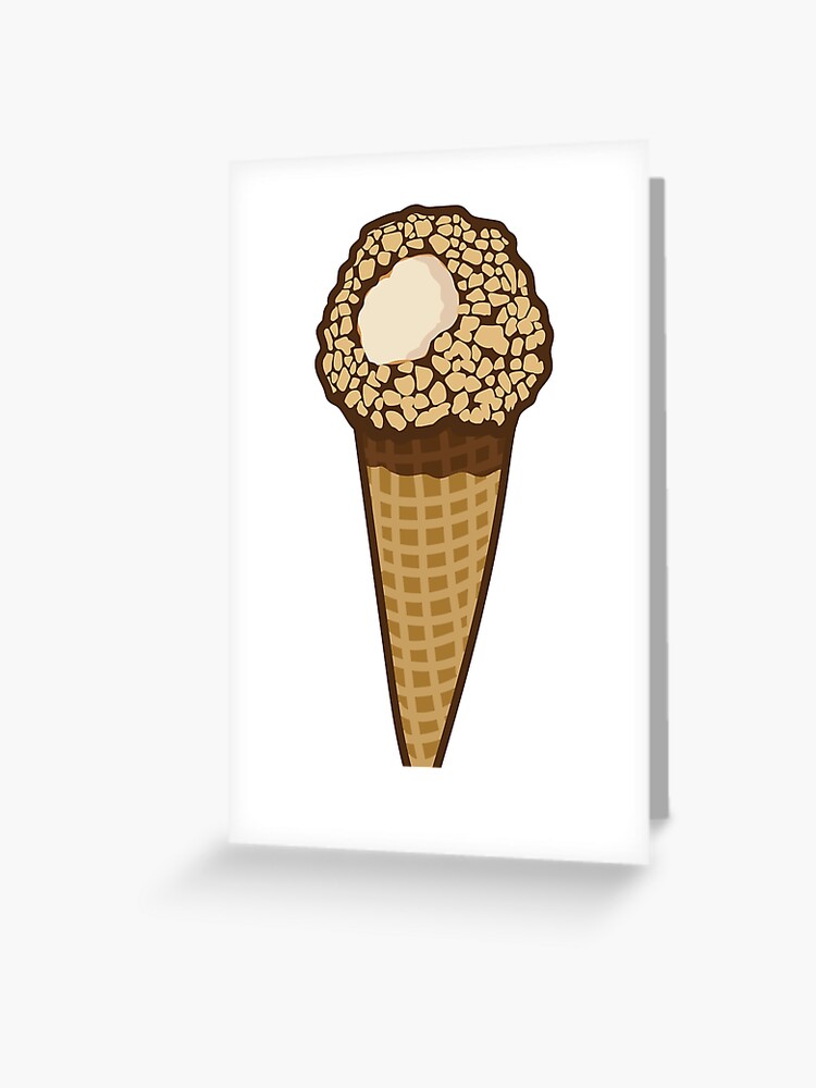 Carte De Vœux Cornet De Creme Glacee Trempe Dans Du Chocolat Et Des Noix Par Hmarshmello Redbubble