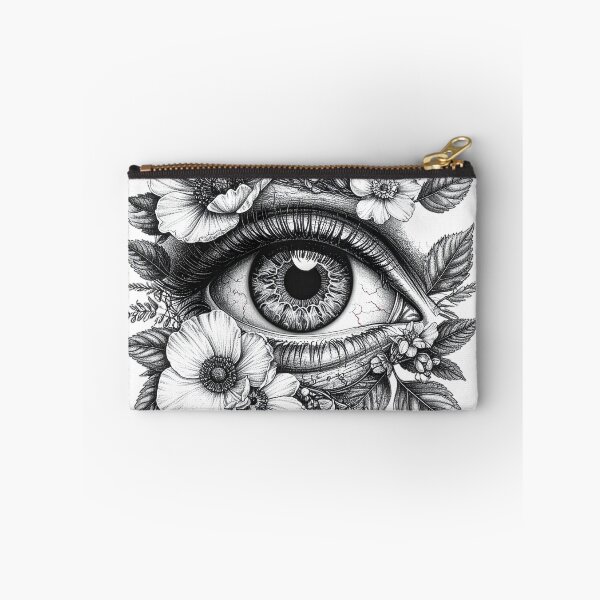 Item preview, Botanical Eye Engraving Surrounded by Flowers and Leaves designed and sold by OksArtStudio.