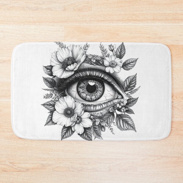 Item preview, Botanical Eye Engraving Surrounded by Flowers and Leaves designed and sold by OksArtStudio.