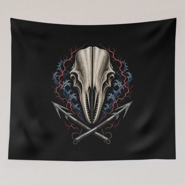 Item preview, Moby Dick Whale Skull - Harpoons, Waves and Lightning designed and sold by Fenay Designs.