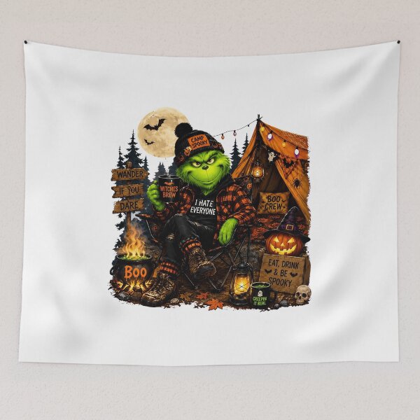 Item preview, Grumpy Green Monster Spooky Halloween Camp Adventure designed and sold by JasonWolf63697.