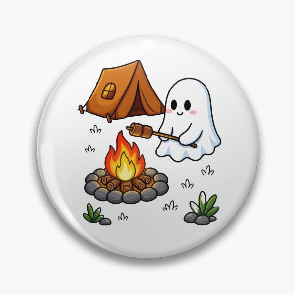 Item preview, Cute Ghost Camping and Roasting Marshmallow designed and sold by Inka Moon Design.