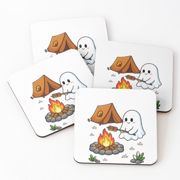 Item preview, Cute Ghost Camping and Roasting Marshmallow designed and sold by Inka Moon Design.